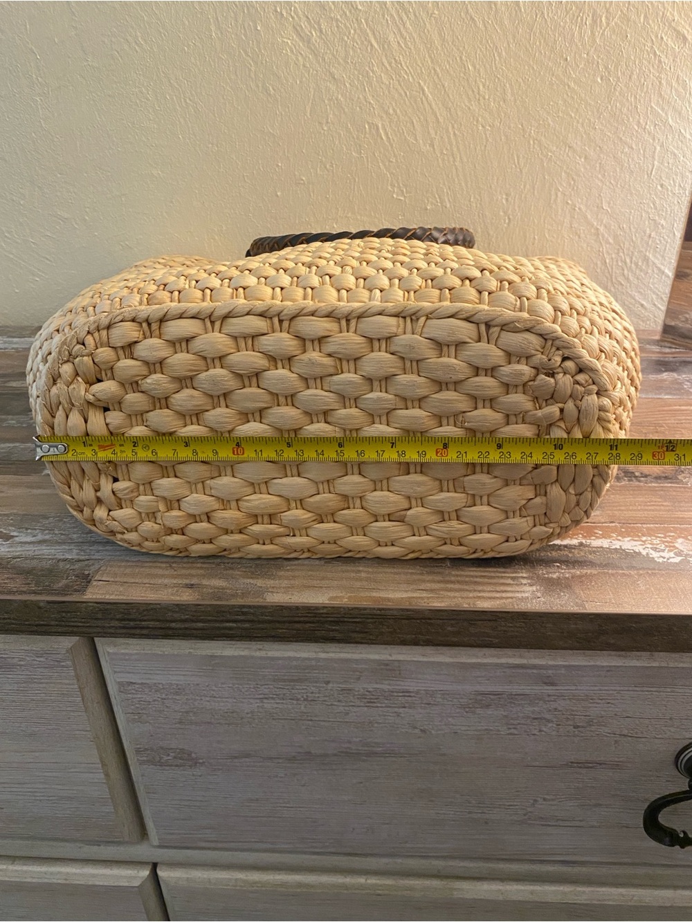Ralph Lauren Cream Woven Tote with Brown Braided Handles - Picture 11 of 15